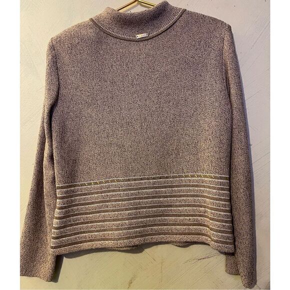 St.John Sport by Marie Gray Gold Inlay Bling Gold Hardware Dog Show zip Cardigan - Picture 9 of 15